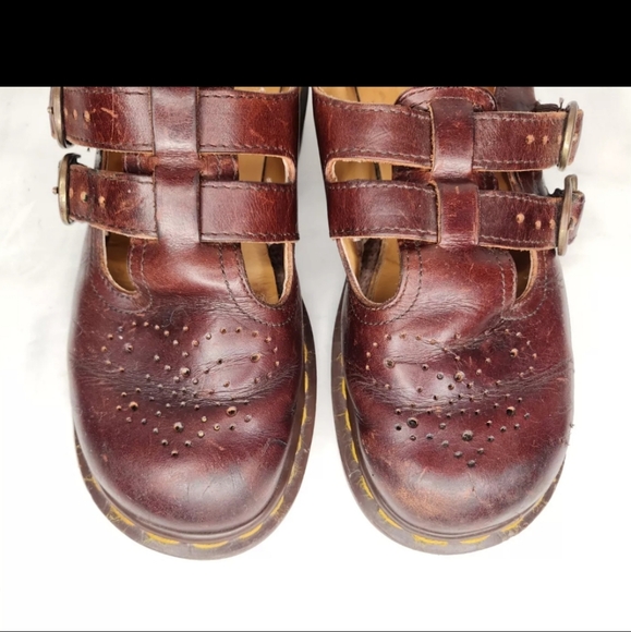 VTG Doc Dr Martens Made in England Oxblood Mary Janes Double Strap US 6.5 - 7